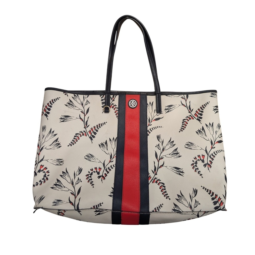 Tory Burch Kerrington Floral Print Tote Bag Large Shoulder Bag Coated‎ Canvas